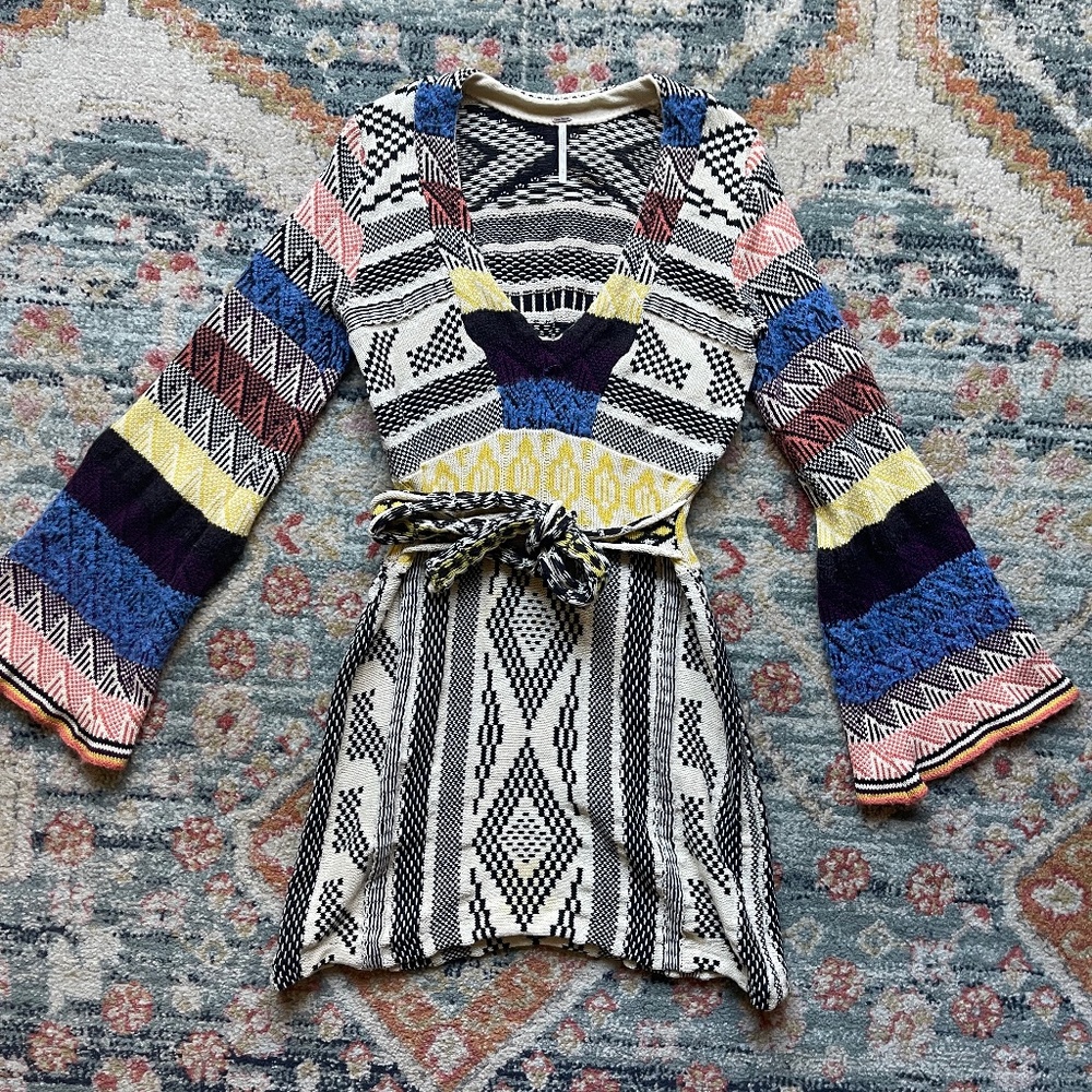 Free People Patchwork Sweater Dress Medium